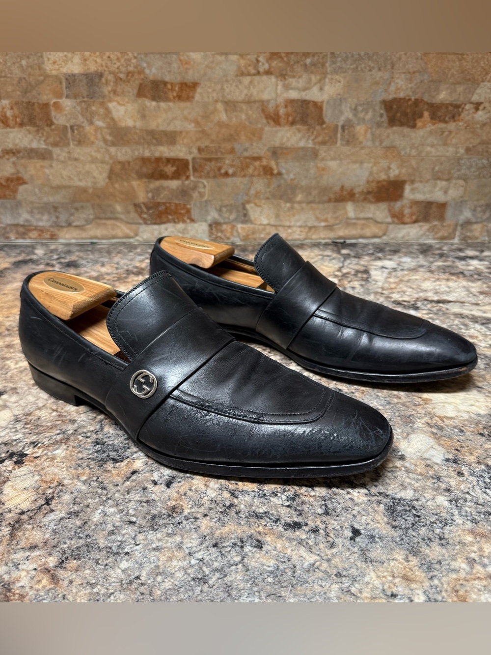 Gucci Men's Smooth Calfskin Leather Broadwick Loafers Black Size 10